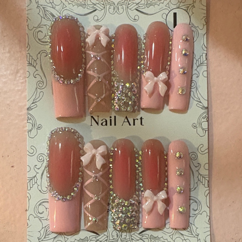 Pink coquette press nails